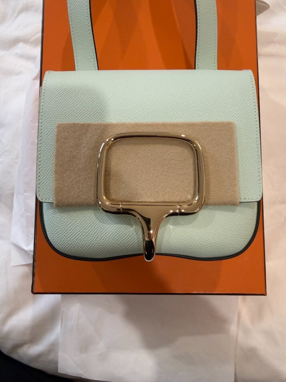 NWOT - Hermes Della Cavalleria Mini Vert Peppermint Epsom Leather Crossbody Bag - Picture 8 of 15